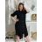 Šaty ľanové košeľové krátky rukáv dámske (S/M/L ONE SIZE) TALIANSKA MODA IM7250001/DU -   čierna
 -   S/M/L