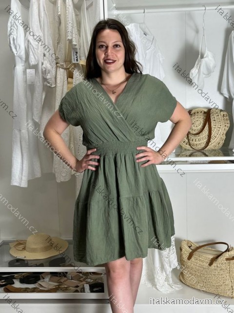 Šaty voľnočasové letný mušelín krátky rukáv dámske (S/M/L ONE SIZE) TALIANSKA MÓDA IM4250001