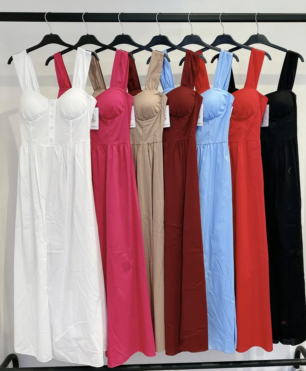 Šaty dlhé košeľové letné na ramienka dámske (S/M/L ONE SIZE) TALIANSKA MÓDA IMPMD2534693