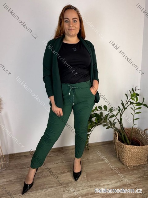 Kalhoty strečové dlouhé dámské nadrozměr (46/48 ONE SIZE) ITALSKá MóDA IMN22MARINA/DU