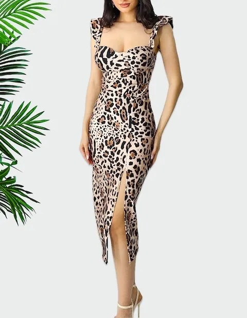 Šaty letní leopardí krátký rukáv dámské (S/M/L ONE SIZE) ITALSKÁ MÓDA IMPMD2540989