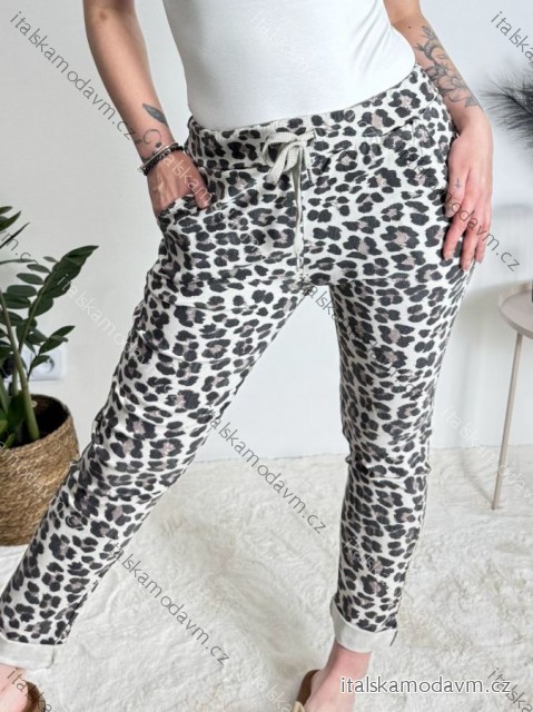 Kalhoty strečové mačkáče dlouhé dámské (S/M/L ONE SIZE) ITALSKÁ MÓDA IMPLI248115B/DR béžová S/M/L