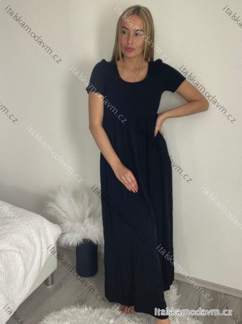 Šaty dlouhé letní krátký rukáv dámské (S/M/L ONE SIZE) ITALSKÁ MÓDA IM425MARIA-M