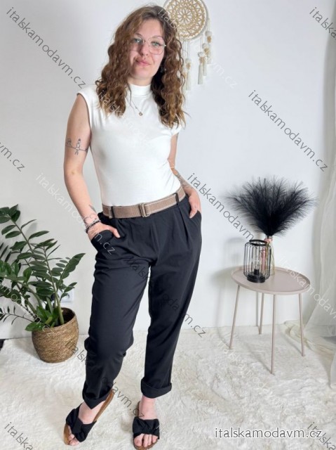 Kalhoty s páskem dámské (S/M/L ONE SIZE) ITALSKÁ MÓDA IM425LENA/DUR
