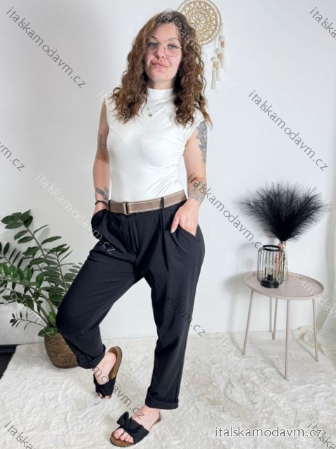 Kalhoty s páskem dámské (S/M/L ONE SIZE) ITALSKÁ MÓDA IM425LENA/DUR černá M/L