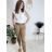 Kalhoty elegantní s páskem dámské  (S/M/L ONE SIZE) ITALSKÁ MÓDA IM425030/DR hnědá S/M/L