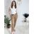 Kalhoty elegantní s páskem dámské  (S/M/L ONE SIZE) ITALSKÁ MÓDA IM425030/DR hnědá S/M/L