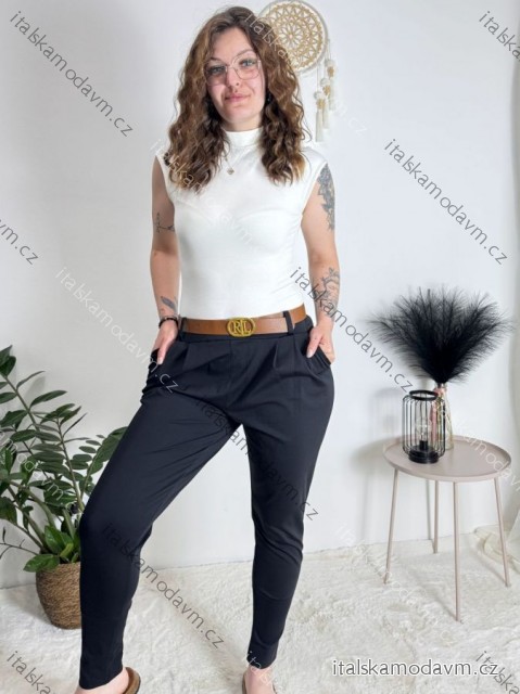 Kalhoty elegantní s páskem dámské (S/M/L ONE SIZE) ITALSKÁ MÓDA IMBM25015