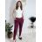 Kalhoty elegantní s páskem dámské (S/M/L ONE SIZE) ITALSKÁ MÓDA IMBM25015/DR vínová S/M/L