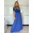 Šaty dlouhé letní krátký rukáv dámské (S/M/L ONE SIZE) ITALSKÁ MÓDA IM425MARIA-M/DU
