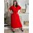 Šaty dlouhé letní skládané krátký rukáv dámské ZUZA (S/M/L ONE SIZE) ITALSKÁ MÓDA 	 IMD251761/DUR S/M/L červená
