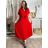 Šaty dlouhé letní skládané krátký rukáv dámské ZUZA (S/M/L ONE SIZE) ITALSKÁ MÓDA 	 IMD251761/DUR S/M/L červená