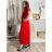 Šaty dlouhé letní skládané krátký rukáv dámské ZUZA (S/M/L ONE SIZE) ITALSKÁ MÓDA 	 IMD251761/DUR S/M/L červená