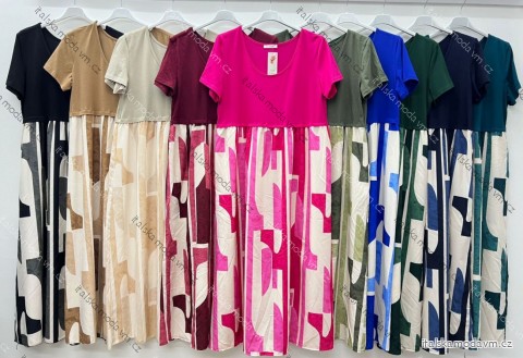 Šaty dlouhé volnočasové letní krátký rukáv dámské (S/M/L ONE SIZE) ITALSKÁ MÓDA IM425457