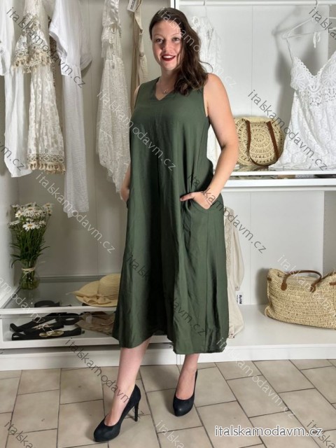 Šaty dlhé letné oversize na ramienka dámske HELA (S/M/L ONE SIZE) TALIANSKA MÓDA IM4251114/DUR S/M/L zelená khaki