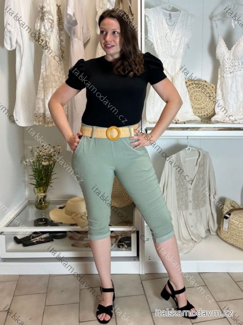 Kraťasy letné strečové dámske (S/M/L) TALIANSKA MóDA IMSM24006/DU M / L zelená khaki