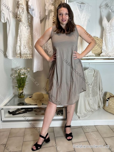 Šaty letné oválne bez rukávov dámske WENDY (S/M/L ONE SIZE) TALIANSKA MÓDA IMC23260/DU S/M/L hnedá