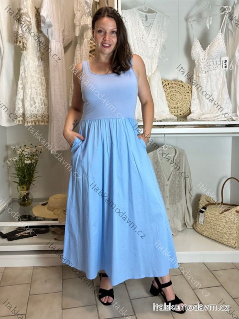 Šaty dlouhé na ramínka dámské AMANDA (S/M/L ONE SIZE) ITALSKÁ MÓDA IMWGS25274/DU S/M/L světle modrá