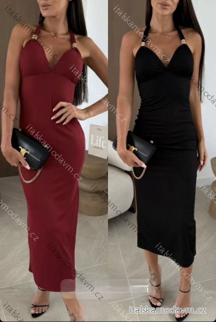 Šaty  letní dlouhé elegantní na ramínka dámské (XS/S/M ONE SIZE) ITALSKÁ MÓDA IMWDK252036