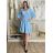 Šaty letní mušelín 3/4 dlouhý rukáv dámské LILI (S/M/L ONE SIZE) ITALSKÁ MÓDA IMWGS251111/DU S/M/L světle modrá