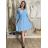 Šaty letní mušelín 3/4 dlouhý rukáv dámské LILI (S/M/L ONE SIZE) ITALSKÁ MÓDA IMWGS251111/DU S/M/L světle modrá