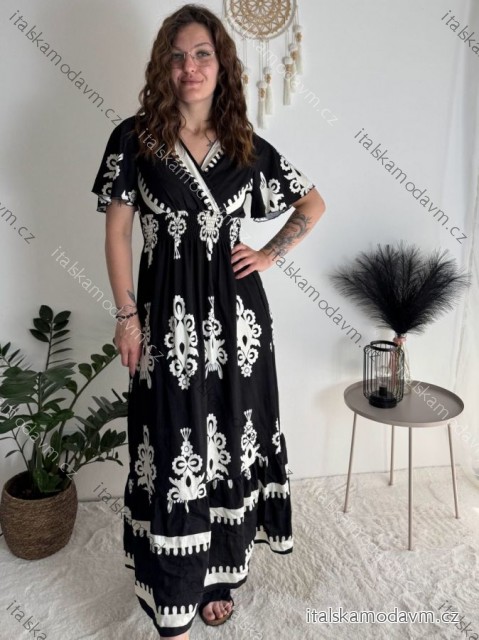 Šaty letní krátký rukáv dámské BELLA (M/L-XL/2XL) IMWGDB21153-3F/DUR Černá XL/2XL