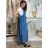 Šaty letní dlouhé na ramínka s tričkem dámské TINA (S/M/L ONE SIZE) ITALSKÁ MÓDA IMSM251118/DU S/M/L modrá
