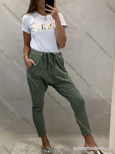 Tepláky baggy nízký sed dámské bavlněné (M/L ONE SIZE) ITALSKÁ MÓDA IMD21121/DR