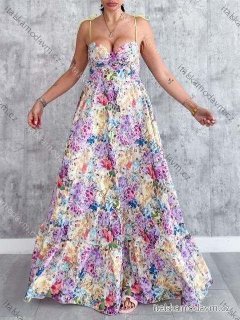 Šaty dlhé letné kvetované na ramienka dámske (XS/S/M ONE SIZE) TALIANSKA MÓDA IMWCH252168