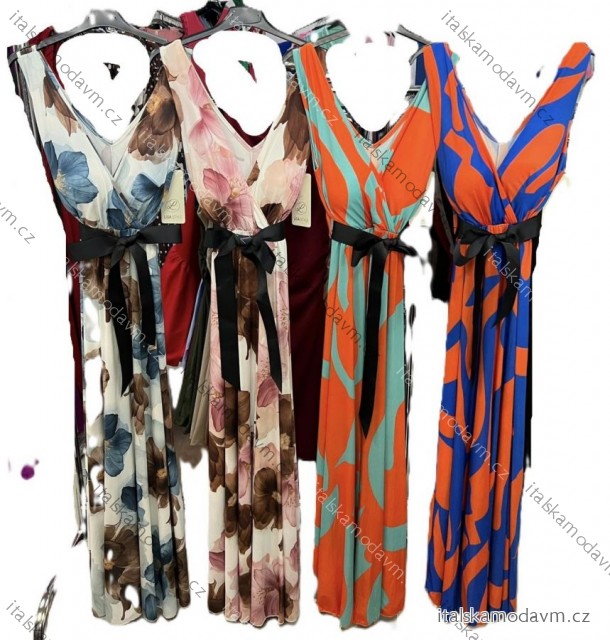 Šaty dlouhé icecool na ramínka s páskem dámské (S/M/L ONE SIZE) ITALSKÁ MÓDA IMM25M2132E