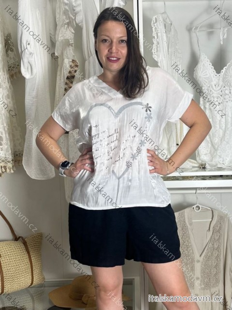Tunika krátký rukáv dámská nadrozměr JULIE (S/M/LONE SIZE) ITALSKÁ MÓDA IMWDT251639/DUR S/M/L bílá