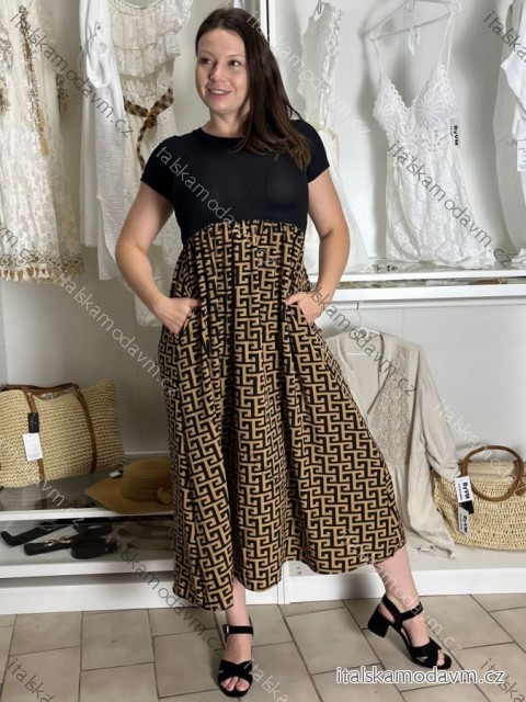 Šaty dlouhé elegantní letní s krátkým rukávem  dámské SILVIA (S/M/L ONE SIZE) ITALSKÁ MÓDA IMC25310/DUR