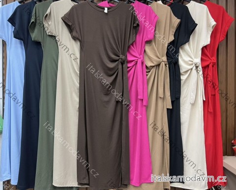 Šaty dlouhé letní krátký rukáv dámské nadrozměr (42/44/46 ONE SIZE) ITALSKÁ MÓDA IMWHD252372