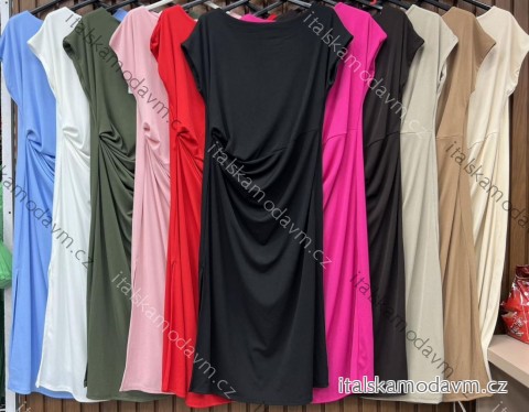 Šaty dlouhé letní krátký rukáv dámské nadrozměr (42/44/46 ONE SIZE) ITALSKÁ MÓDA IMWHD252376