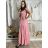 Šaty dlouhé letní na ramínka dámské nadrozměr LEONA (M/L - XL/XXL ONE SIZE) IMWGD25V063/DR M/L růžová