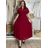 Šaty dlouhé elegantní letní krátký rukáv dámské nadrozměr ASTRA (42/44/46 ONE SIZE) ITALSKÁ MÓDA IM425422/DUR vínová 42/44/46