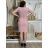 Šaty spoločenské elegantný krátky rukáv dámske nadrozmer ALDONA (40-50 ONE SIZE) POLSKÁ MÓDA PMLBT25ALDONA/DUR 48 tm.staroružová