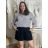 Tunika prodloužená košilová krátký rukáv dámská nadrozměr JENNY (40/42/44 ONE SIZE) ITALSKá MODA IMSM251117/DU 40/42/44 modrá