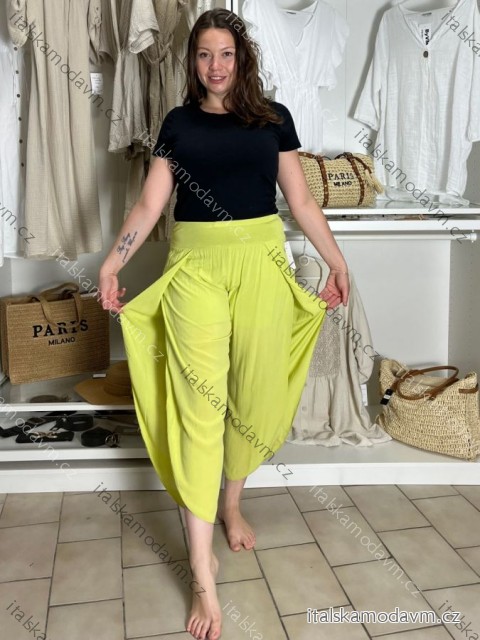 Kalhoty dlouhé aladinky letní dámské (S/M/L ONE SIZE) ITALSKÁ MÓDA IMD24029/DUR zelená S/M/L