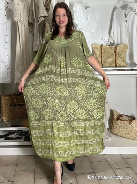 Šaty volnočasové letní krátký rukáv dámské nadrozměr LAJLA (54/56/58 ONE SIZE) INDICKÁ MÓDA PME25N-5611-D/DR