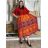 Šaty volnočasové letní krátký rukáv dámské nadrozměr LAYLA (54/56/58 ONE SIZE) INDICKÁ MÓDA PME25N-5582-L/DR 54/56/58 červená