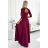Šaty dlouhé elegantní dámské (2XL) Polská MÓDA NUMECO25309-9/DU XXL vínová