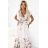 609-1 Saténové maxi šaty s hlubokým výstřihem a květinovým ombré vzorem – boho elegance