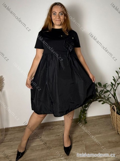 Šaty krátké elegantní letní krátký rukáv dámské nadrozměr RAMONA (46/48/50 ONE SIZE) ITALSKÁ MÓDA IMPLI2550185/DU