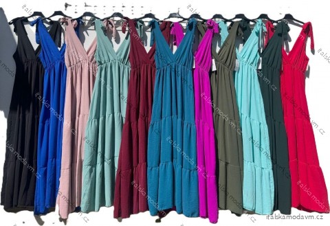 Šaty dlouhé letní bez rukávu dámské (S/M/L ONE SIZE) ITALSKÁ MÓDA IMD252534