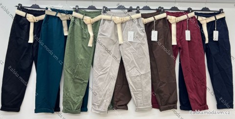 Kalhoty plátěné dámské nadrozměr (46/48/50 ONE SIZE) ITALSKÁ MÓDA IM425481