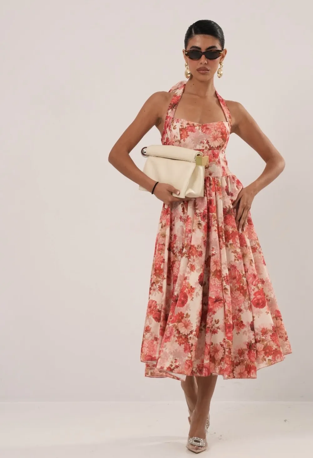 Šaty letní květované na vázání za krkem dámské (S/M/L ONE SIZE) ITALSKÁ MÓDA IMPBB25B26366