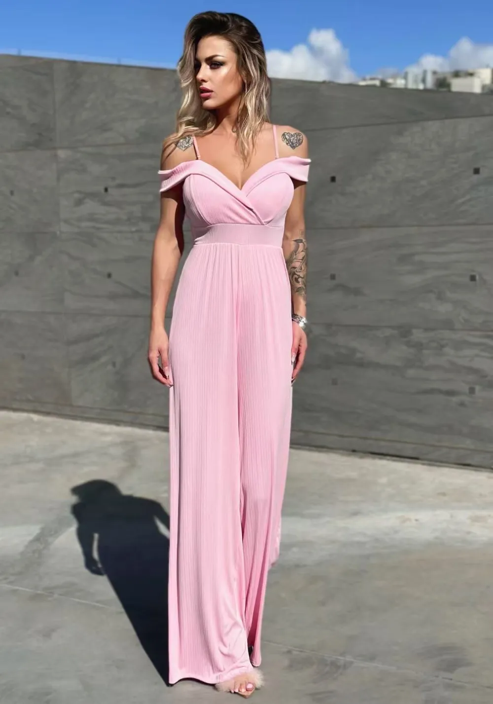 Overal dlouhý elegantní na ramínka dámský (S/M/L ONE SIZE) ITALSKÁ MÓDA IMPBB2530386s