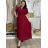 Šaty dlouhé elegantní letní krátký rukáv dámské nadrozměr ASTRA (42/44/46 ONE SIZE) ITALSKÁ MÓDA IM425422/DUR vínová 42/44/46