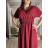 Šaty dlouhé elegantní letní krátký rukáv dámské nadrozměr ASTRA (42/44/46 ONE SIZE) ITALSKÁ MÓDA IM425422/DUR vínová 42/44/46
